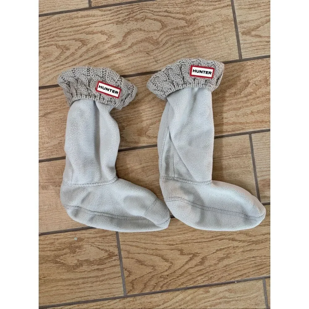 Hunter Fleece Cable Knit Boot Liners Grey Boot Socks Size XL (US 4-6)